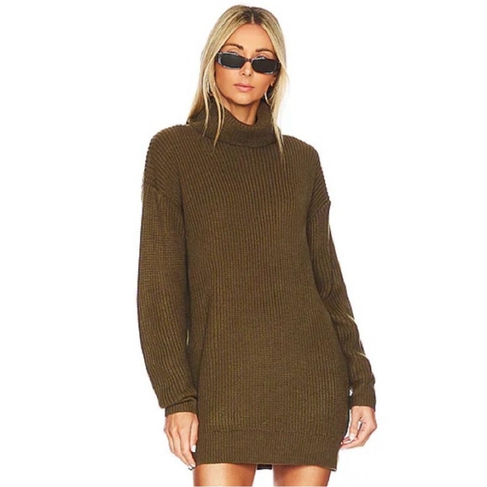 Superdown Revolve Sanja Brown Long Sleeve Sweater Dress